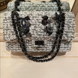 Chanel Reissue tweed bag with brooch